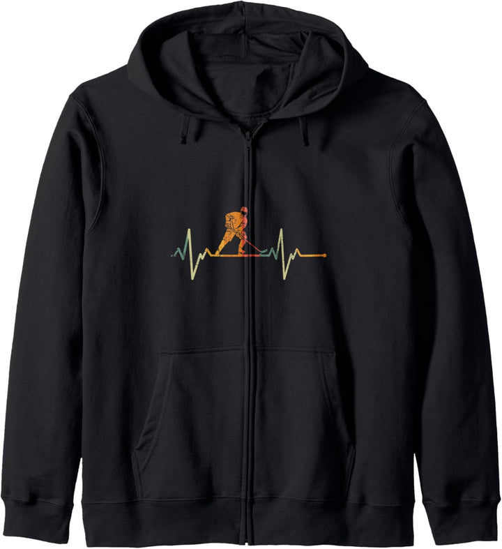 Vintage Eishockeyspieler Geschenk Herzschlag Eishockey Kapuzenjacke