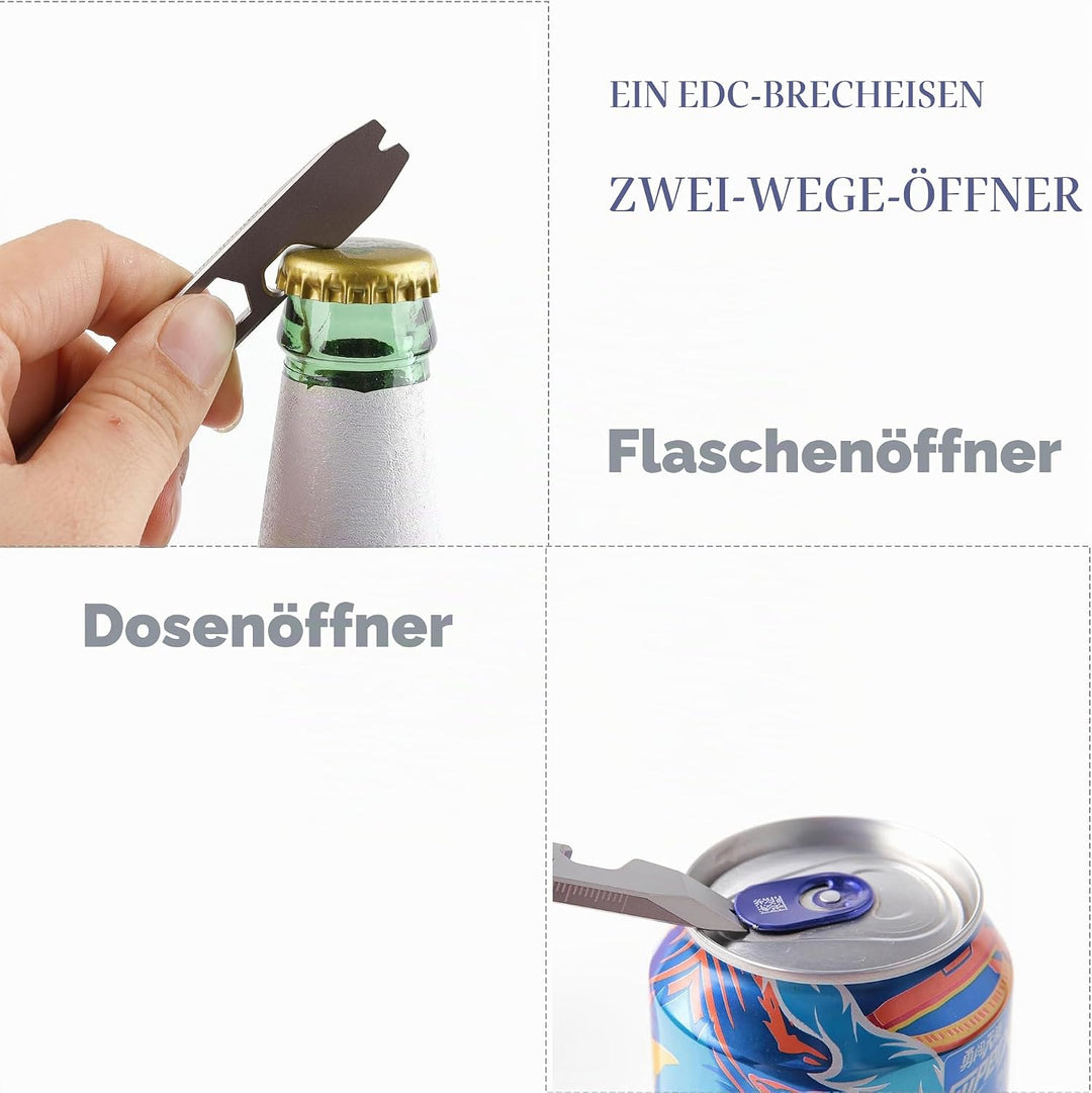 Hamans EDC Brecheisen Flaschenöffner Titan EDC Brechstange Getriebe 10-in-1 Mutitool mit Clip CM Uni