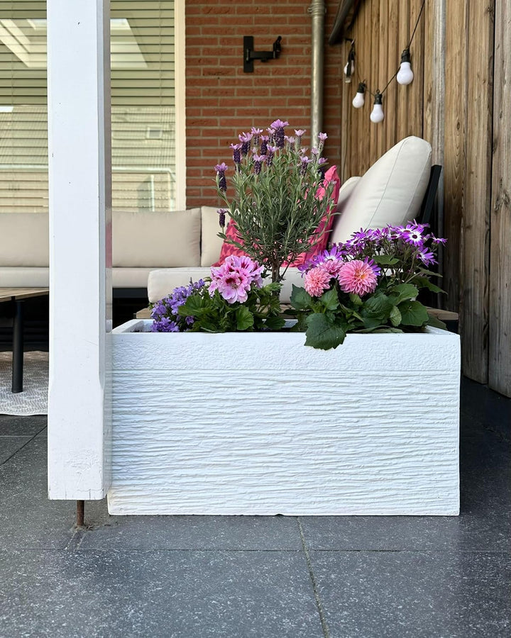 Praktischer Blumentopf 60 x 29 x 30 cm Steingemisch weiss Myra