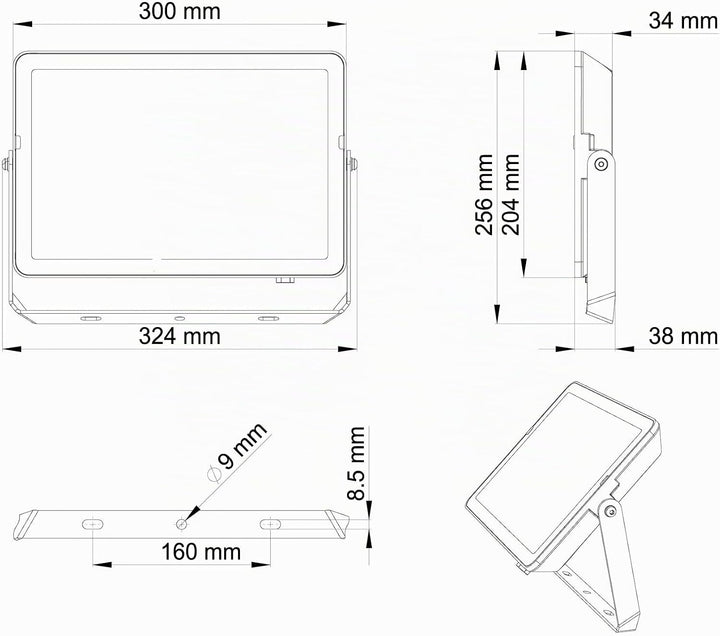 Philips ProjectLine Flutlicht, 100W, 3000K, schwarz ohne Sensor 3000K 100w, ohne Sensor 3000K 100w