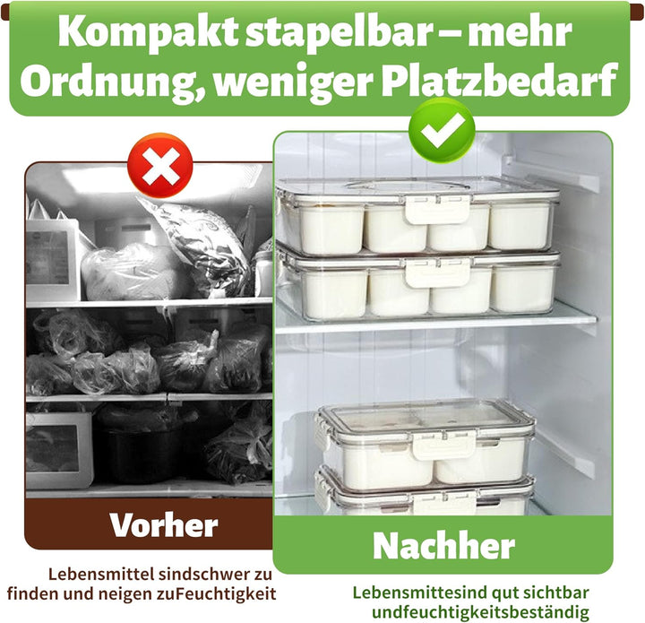 Snackbox mit 8 Fächern &amp; Deckel - Tragbare Snackschale mit Griff, Luftdicht &amp; Spülmaschinenfest, Sna