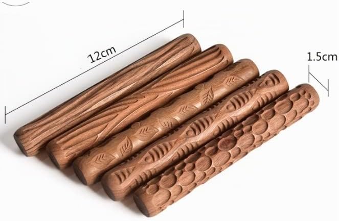 Bmocoen 5 Stücke Töpfer Werkzeuge Hand Rollen für Ton Ton Stempel Ton Roller
