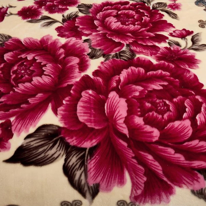 Schwere, wendbare 2-lagige Decke aus Plüschsamt, Fleecedecke mit Blumenmuster im koreanischen Stil,