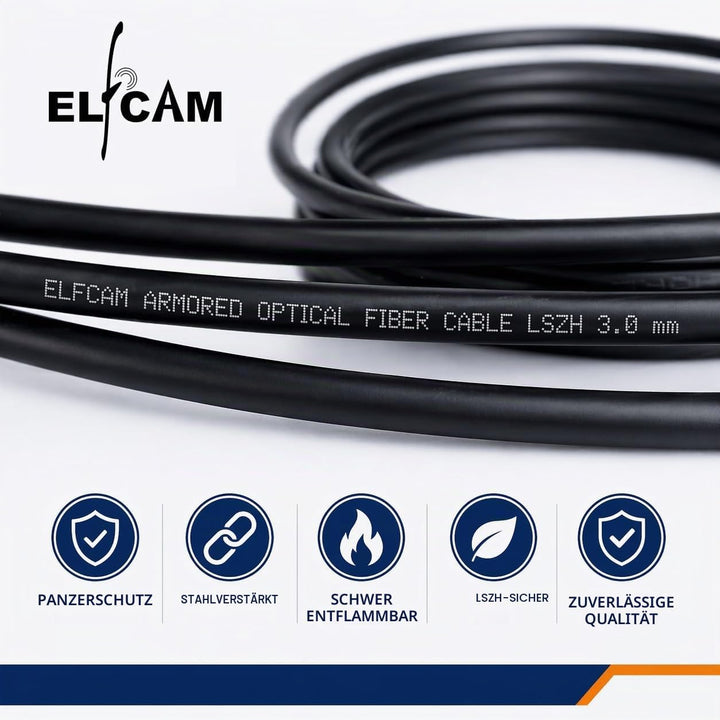 Elfcam® - 40m Gepanzerte Glasfaser-kabel LC/UPC auf LC/UPC OM3 Multimode Duplex 50/125um LSZH, LWL-K