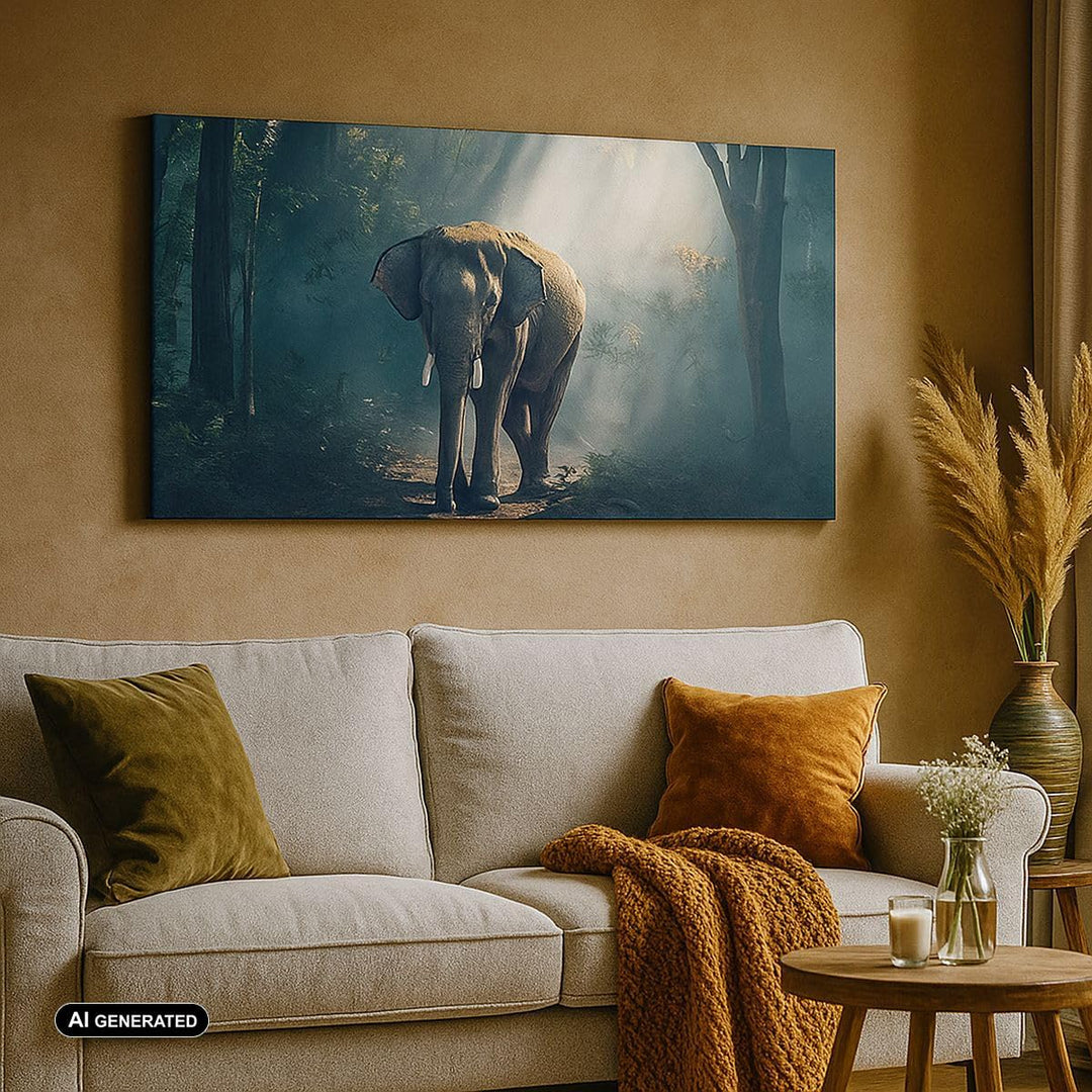 Wandbilder Dekoration Wohnzimmer elefant natur Panorama Bilder auf Leinwand 120x50cm Leinwandbild mi