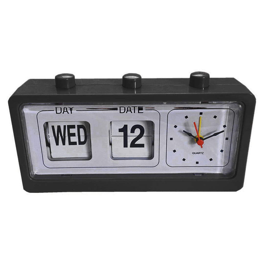 Manueller Sprungkalender Wecker, Stille Retro -Desktop -Uhr mit Datum und Tag, Plastikstudienraum Ti