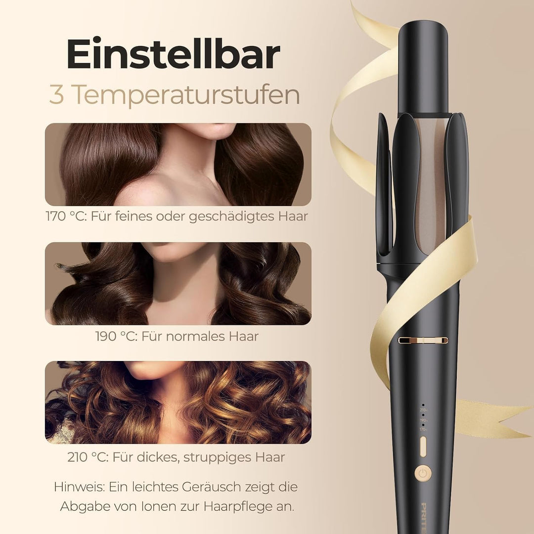PRITECH Automatischer Lockenstab Welleneisen für Haare - 32mm Beach Waves Lockenstab 3 Temperaturen