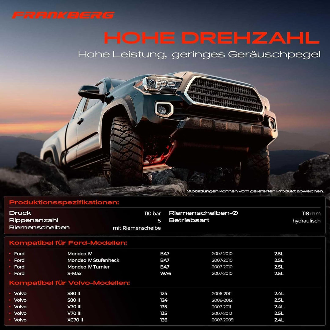 Frankberg Servopumpe Hydraulikpumpe Lenkung Kompatibel mit S80 II 124 2.4L 2.5L 2006-2012 V70 III 13