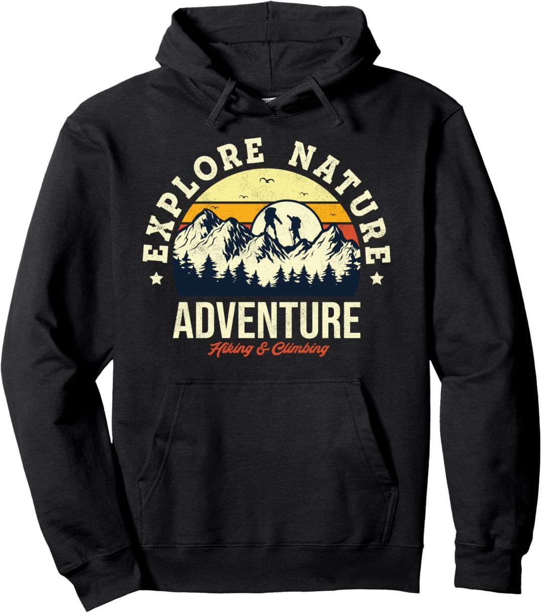 Vintage Style Explore Nature Adventure Hiking &amp; Climbing Pullover Hoodie