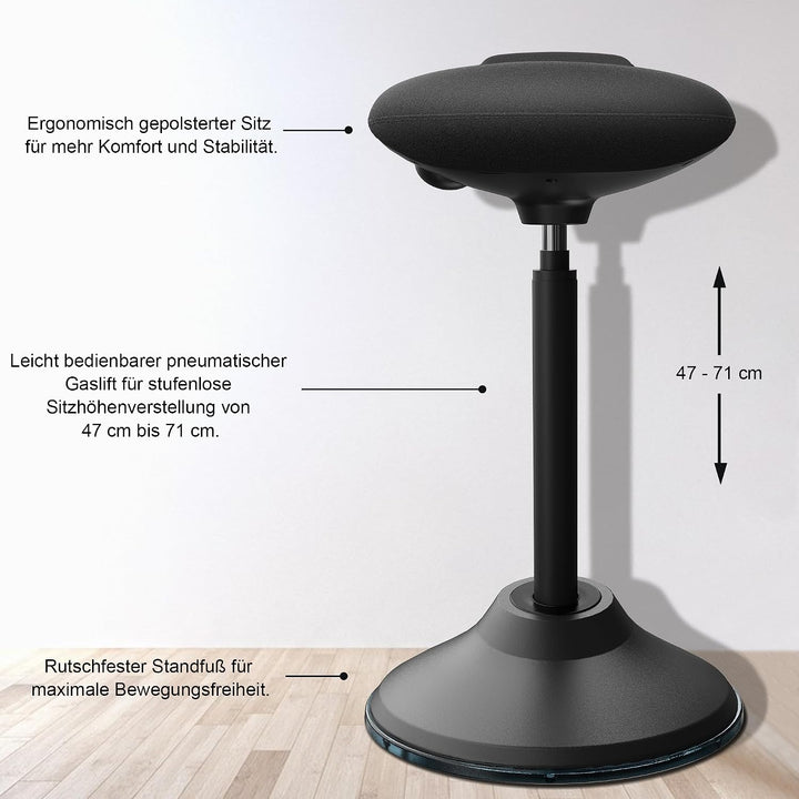 Ergonomischer Stehhocker höhenverstellbar 60–85 cm, Aktivhocker 60-85 CM, 60-85 CM