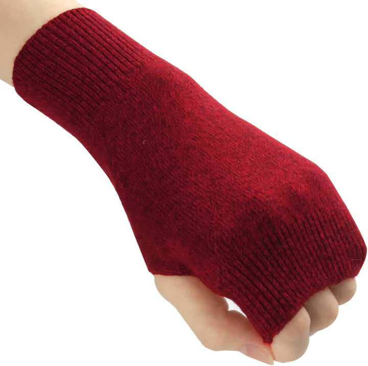 Larcele Kaschmir Handschuhe Fingerlose Fäustlinge Handwärmer für Damen BZST-02 Rot 4558, Rot 4558