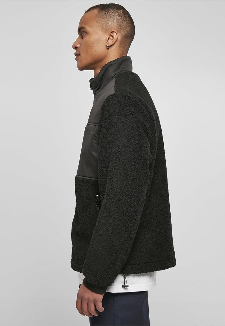 Urban Classics Herren Patched Sherpa Jacket M Schwarz, M Schwarz