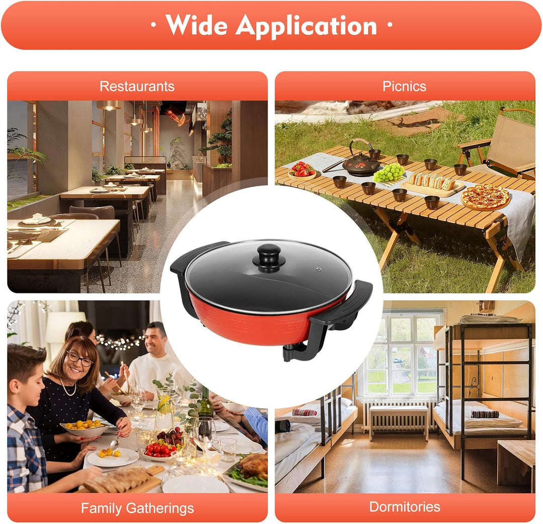 1300W Hot Pot Elektrisch, Elektrischer Topf mit Glasdeckel 6L Doppelseitig Hotpot