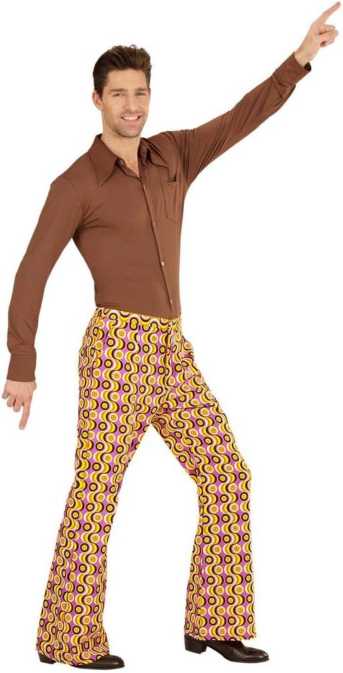 shoperama 70er Jahre Retro Herren Hose mit und ohne Muster Disco Kostüm Siebziger Schlager, Grösse:S
