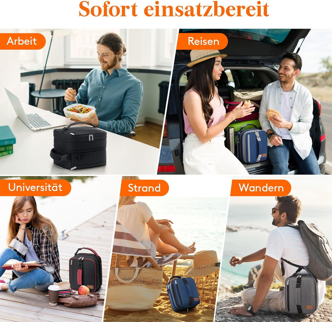 Lifewit Erweiterbare Lunchtasche 8,2L, Kühltasche Klein, Lunch Bag 8.2L Grau, 8.2L Grau
