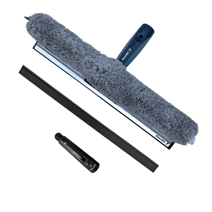 FenWi Profi Kombi Fensterwischer 35/40cm mit Fensterabzieher &amp; Einwascher Microfaser-Wischbezug und