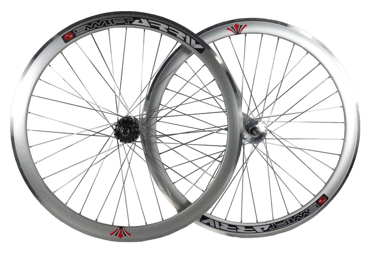 Woo Hoo Bikes Deep V 43 mm Fixie, Fixed Gear, Track, Single Speed Bike Wheels w. Flip Flop Hubs silb