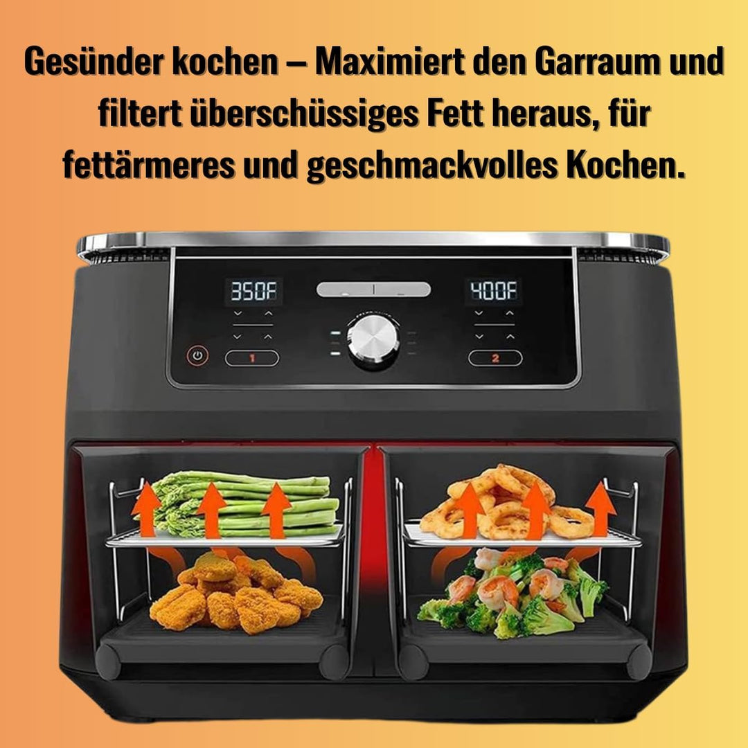 Edelstahl Airfryer Zubehör für Ninja Foodi Dual Zone AF300EU/AF400EU/AF500EU - Stapelbarer Grillrost