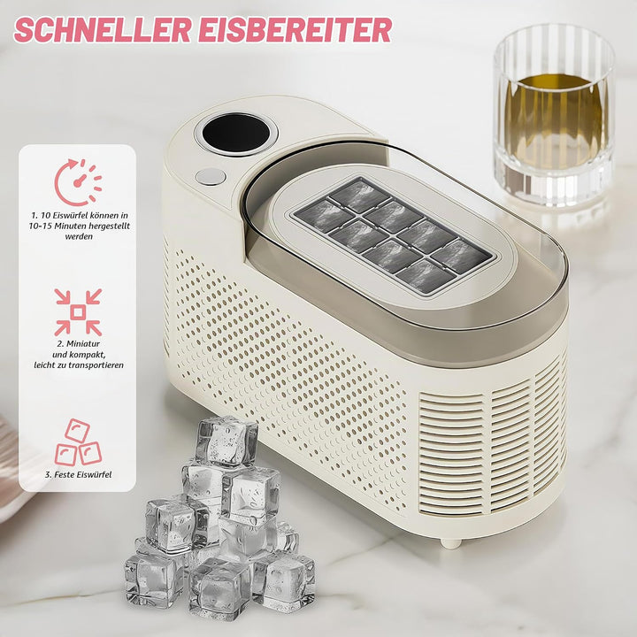 Mini Eiswürfelmaschine, Einmal 8 Eis ausgeben, Unterstützt Fahrzeugstromkabel, Tragbare Klare Eismas