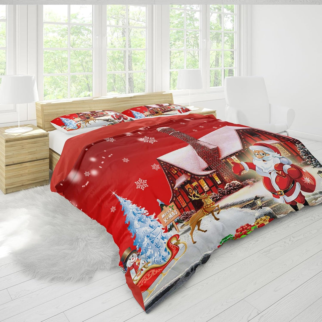 UGZDEA Weihnachts Bettwäsche Set 200x200cm, 3D Christmas Bettwäsche-Set Mit 2 Kissenbezügen, Weihnac
