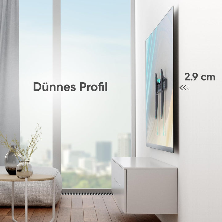 ONKRON TV Wandhalterung flach für 43-85 Zoll Bildschirm bis 68 kg, Ultra Slim Wandhalterung Fernsehe