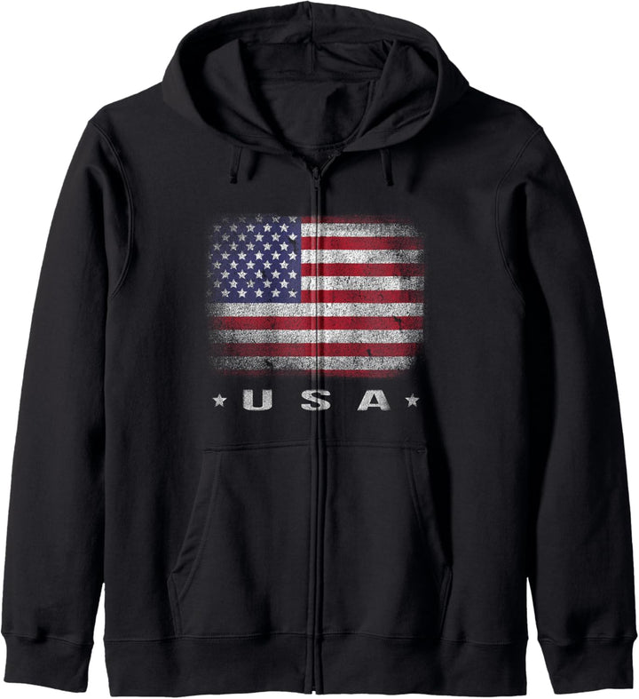 Amerikanische Flagge, USA, 4. Juli, weiss, blau, rot, verblasst, gestreift, Stern Kapuzenjacke