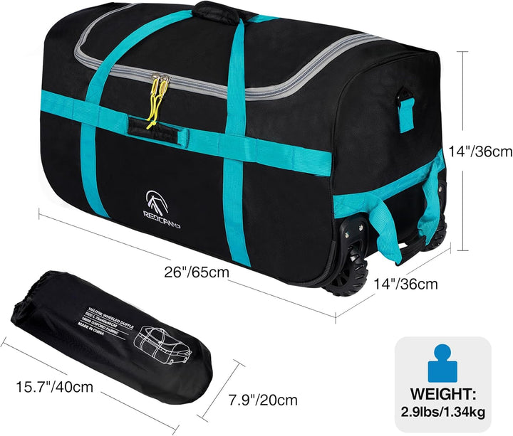 REDCAMP Reisetasche mit Rollen, 85 l, gross, faltbar, Reisetasche mit Rollen 85 L, Schwarz (Klein),