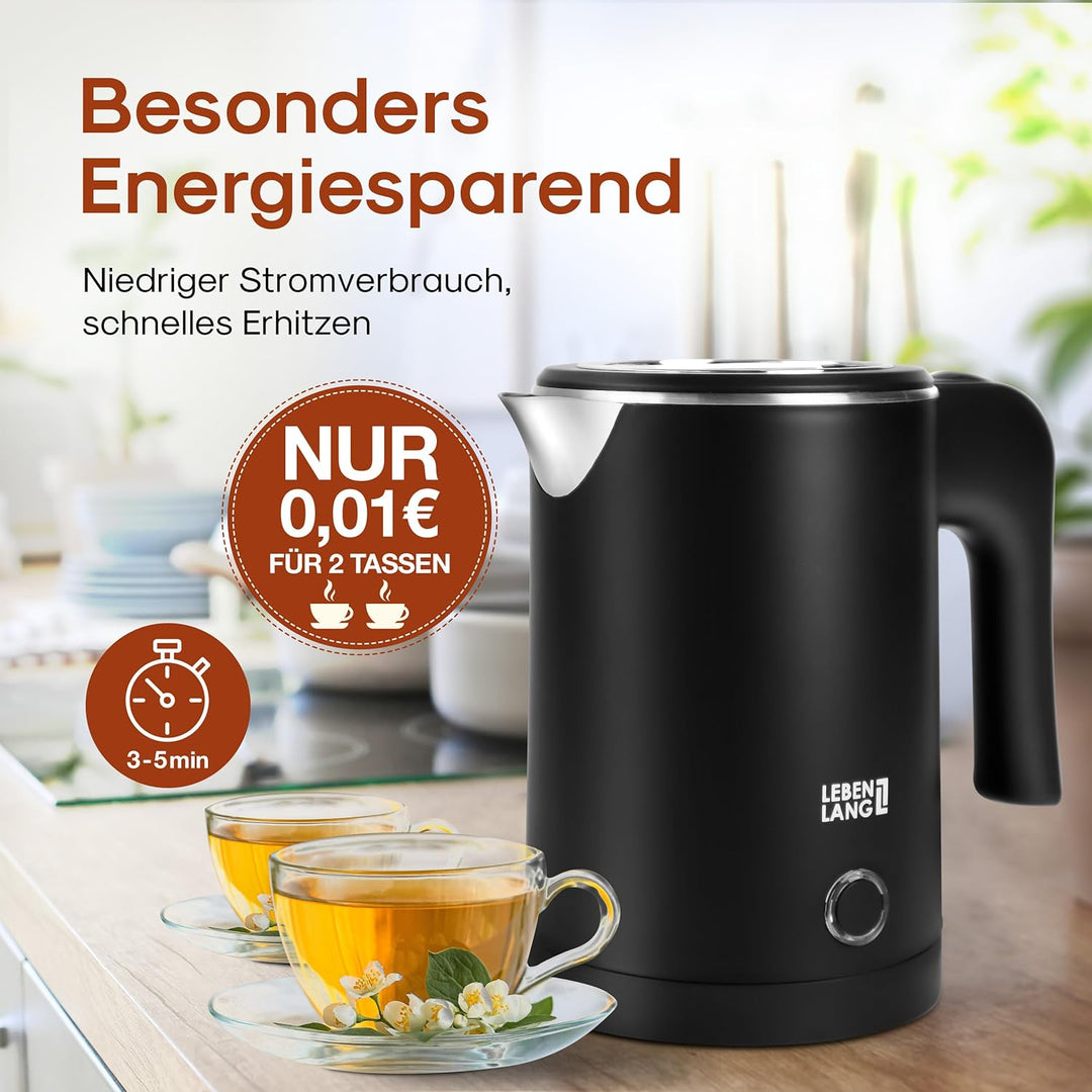 LEBENLANG Reise Wasserkocher Edelstahl Klein 0 5 Liter &amp; BPA-Frei - Reisewasserkocher 600W Energiesp