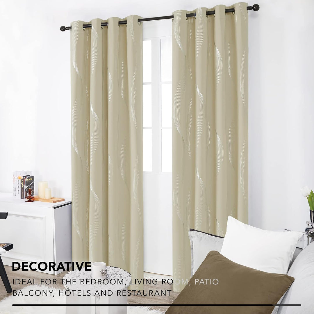 Deconovo Blickdchte Vorhänge, Verdunkelungsgardinen mit Ösen, Schlafzimmer Vorhang, 138x117 cm(Höhex