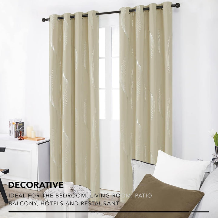 Deconovo Blickdchte Vorhänge, Verdunkelungsgardinen mit Ösen, Schlafzimmer Vorhang, 138x117 cm(Höhex