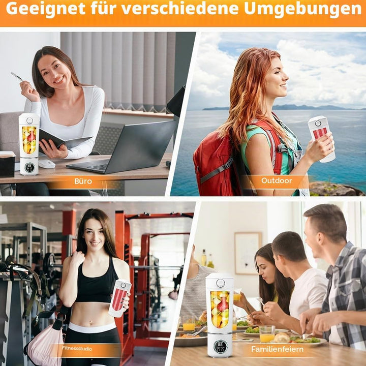 700 ml Tragbarer Mixer, Wiederaufladbarer Kleiner Entsafter, Smoothie Maker mit 12 Rostfreien Klinge