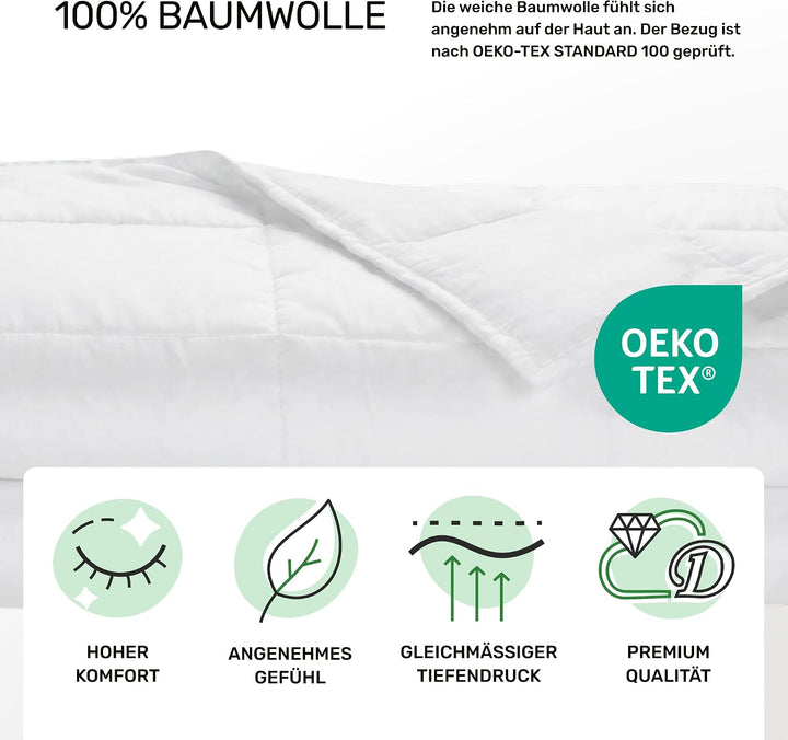 Dailydream Gewichtsdecke 135x200cm, 7,5 kg, Fleece, Weiss Weiss 135x200cm|7,5kg, Weiss 135x200cm|7,5