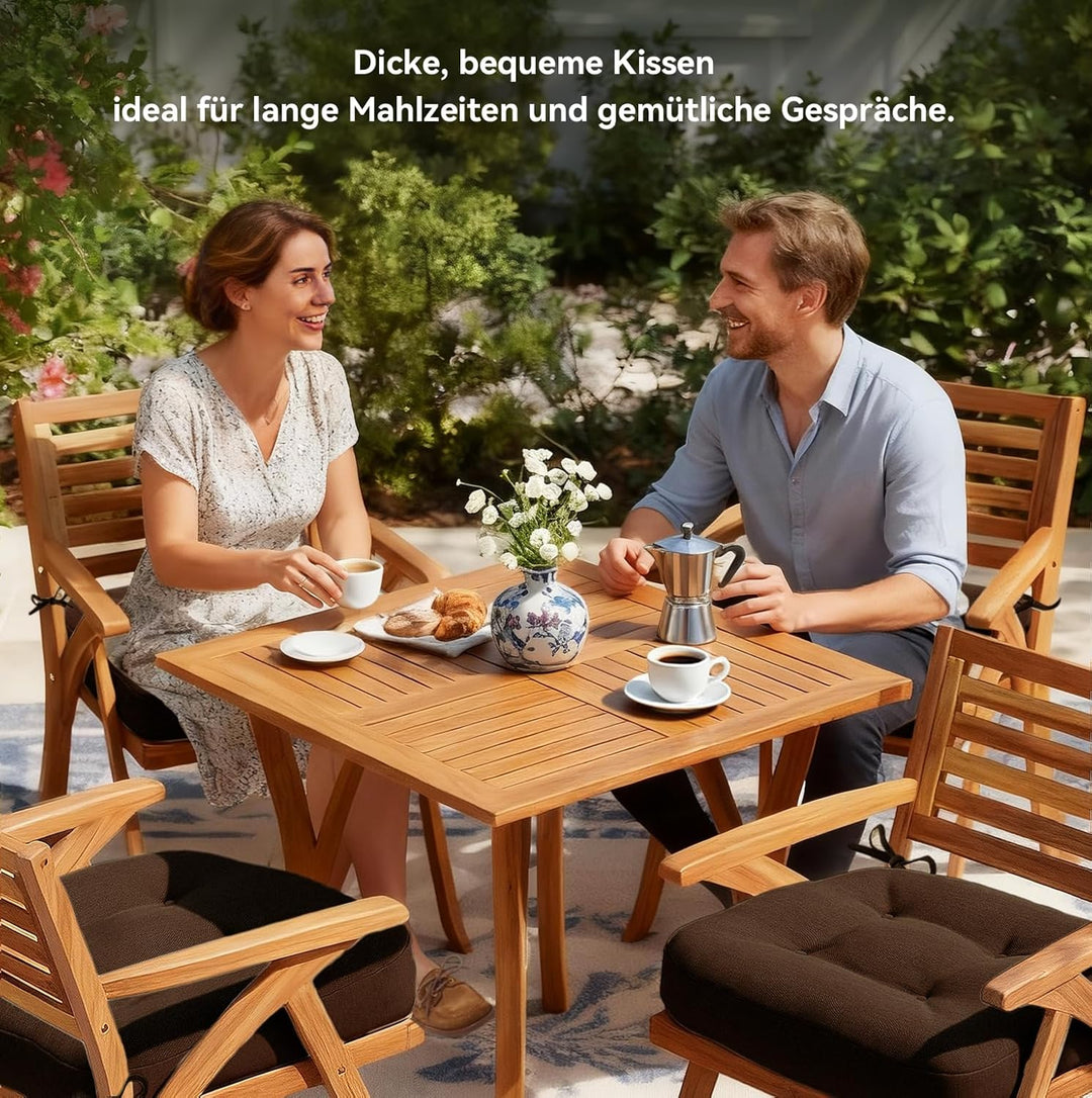 Codi Sitzkissen 40x40×8 cm 4er Set, Extra Dicke, Bequeme Stuhlkissen mit wasserabweisendem Bezug – W