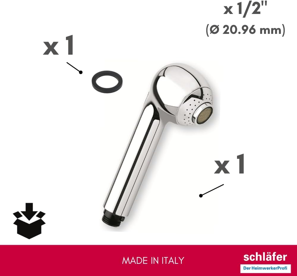Schläfer 38100012 | Ersatz-Auszieh-Handbrause für Universalarmatur G 1/2, ausziehbarer Dusch-Spültis