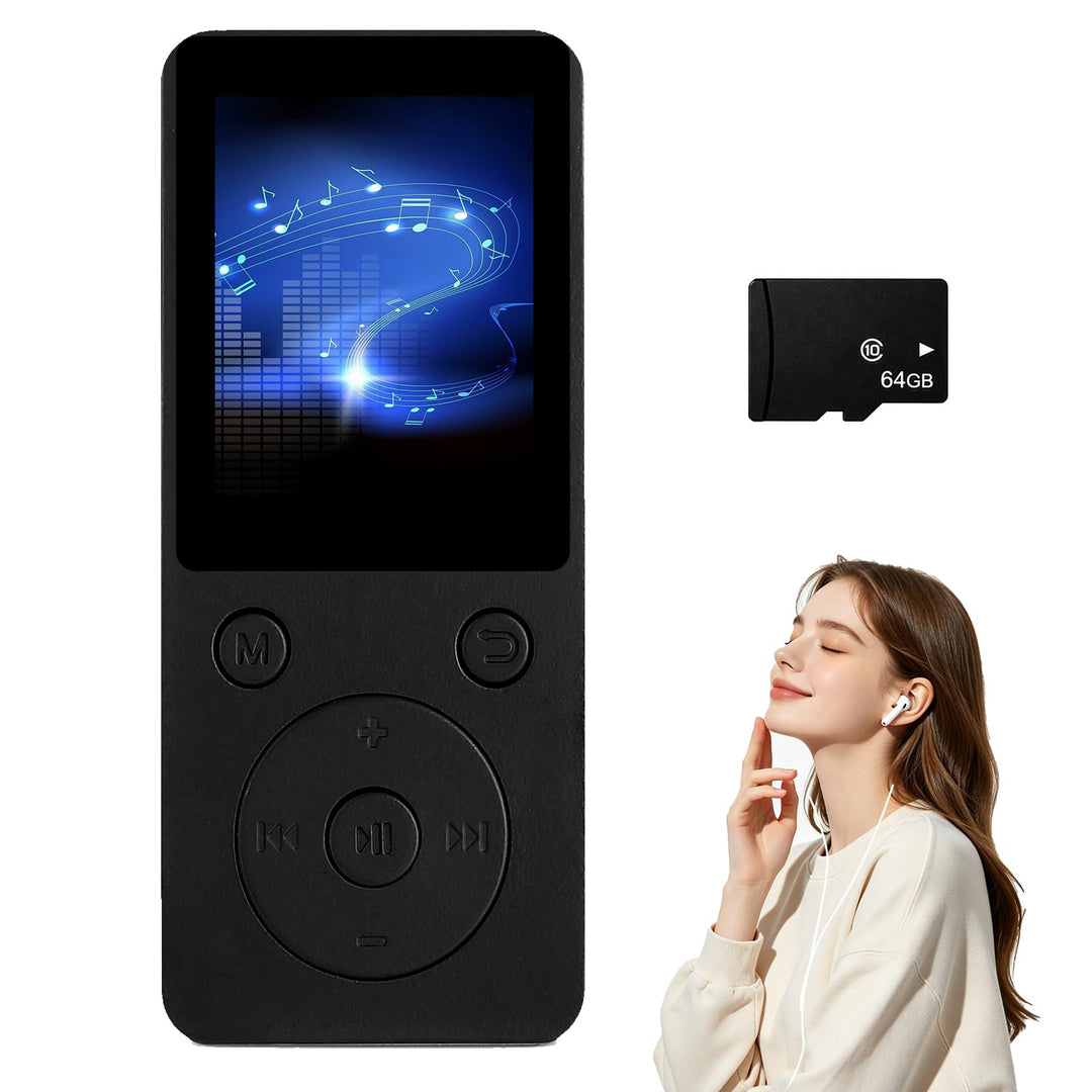 Bluetooth MP3 Player – Leichter MP3-Player mit Hi-Fi-Sound, Typ-C-Ladung, integriertem Lautsprecher,