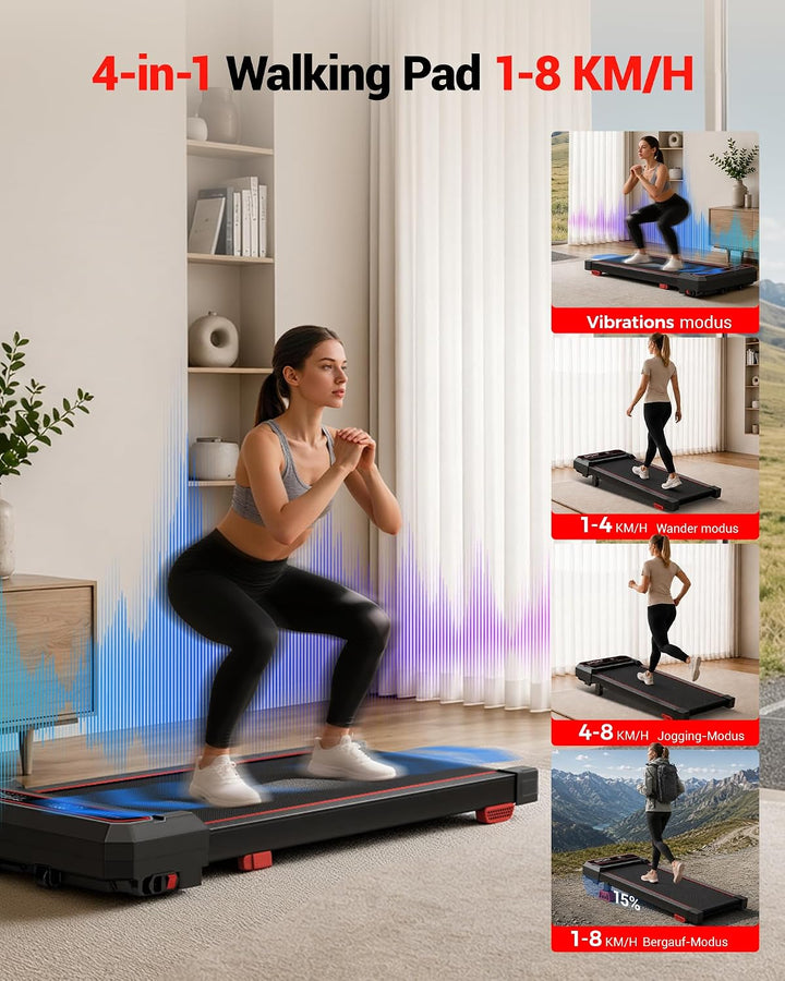 LONTEK 3.0HP Vibration Plate Walking Pad mit Steigung 15% orange, orange