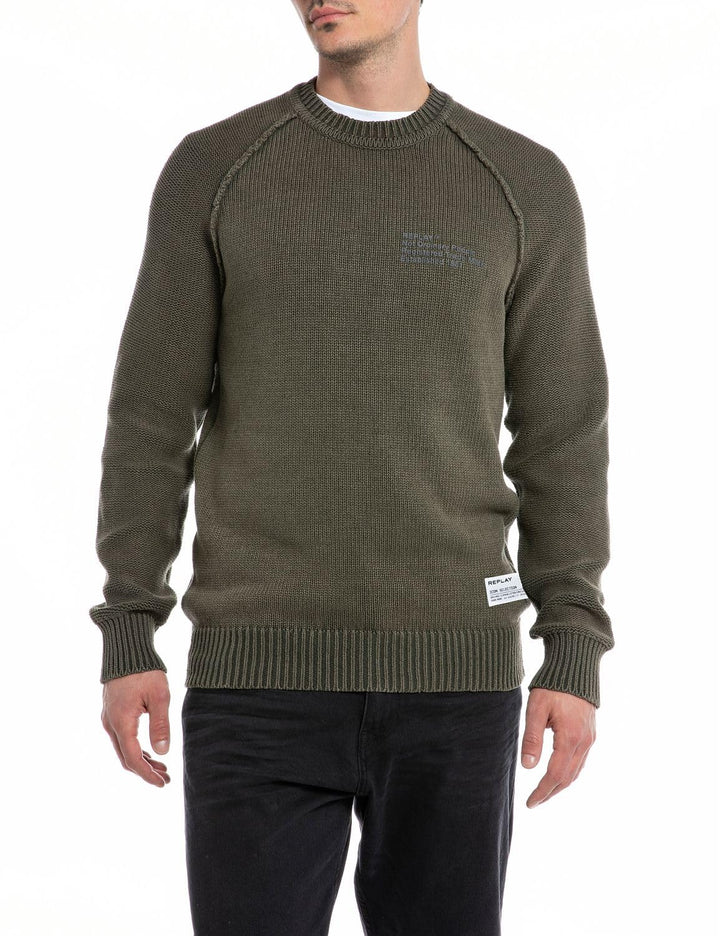 Replay Herren Pullover aus Baumwolle M Green Mud 212, M Green Mud 212