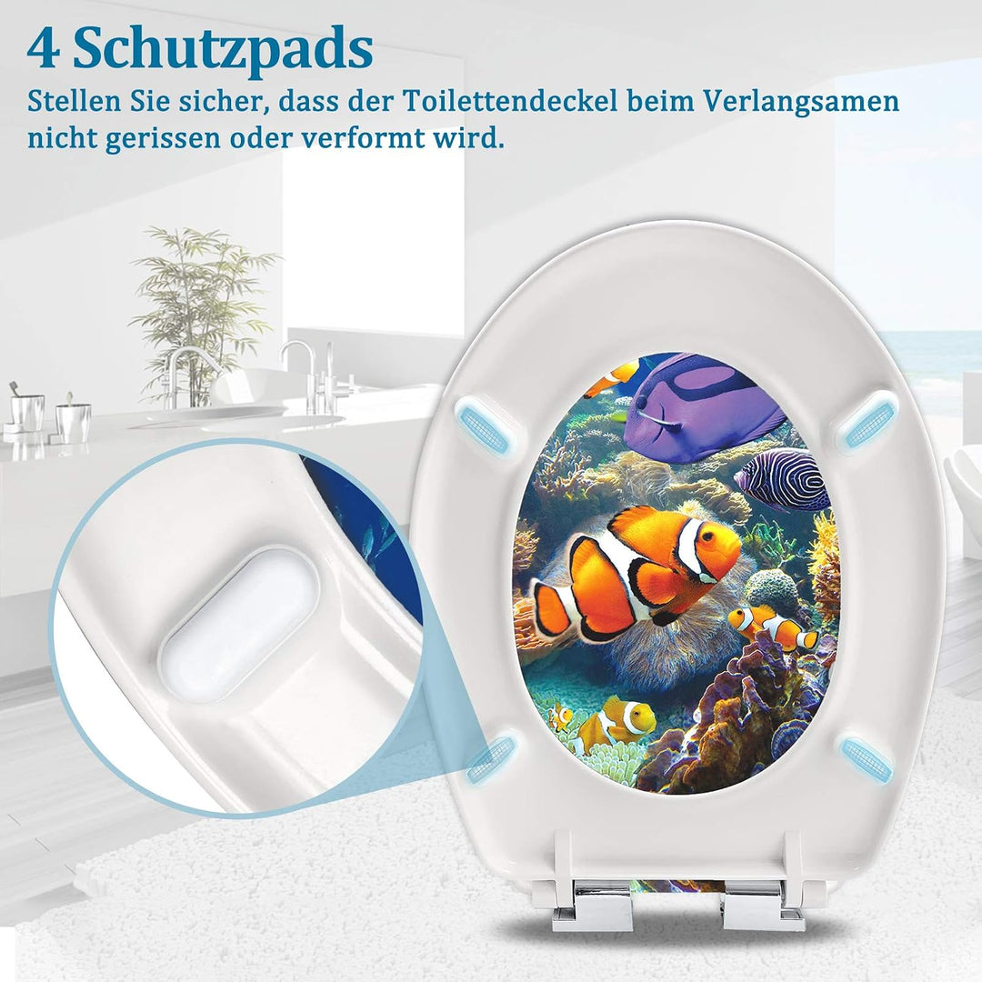 ACXIN WC Sitz mit Absenkautomatik Oval Toilettensitz Antibakteriell Klodeckel Universal Grösse WC Kl