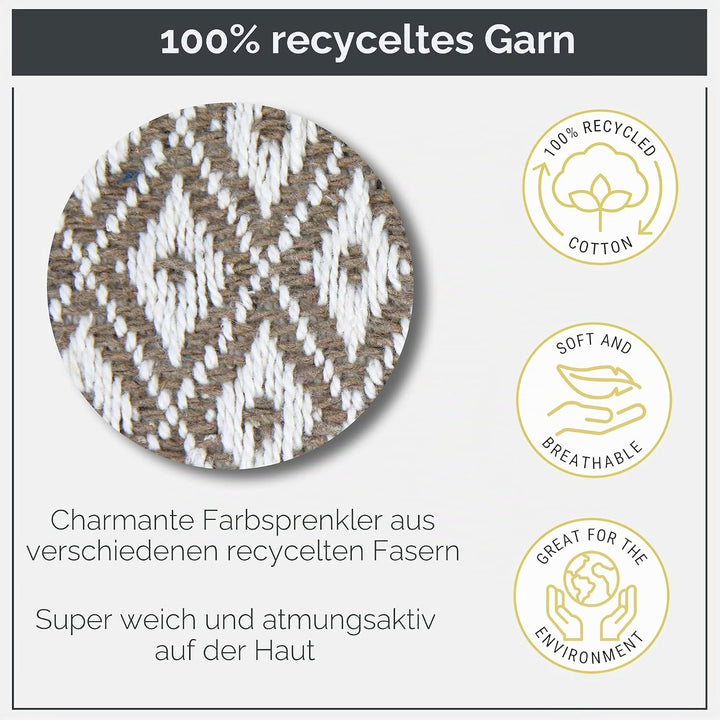 Emma Barclay Casablanca Scandi Überwurf, gewebt, recycelt, Baumwolle, für Sofa, Sofa, Bett, 70 x 100