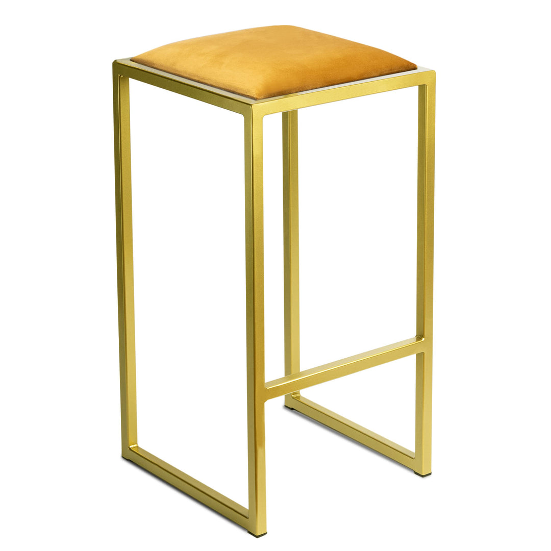 FERRO modern design Barhocker Gold ohne Lehne 64 cm - Metal Barstuhl mit Gepolstertem Sitz - Loft St