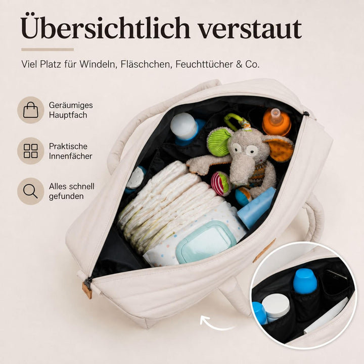 Fillikid Wickeltasche Windeltasche mit Wickelauflage Exklusiv Beige, Beige