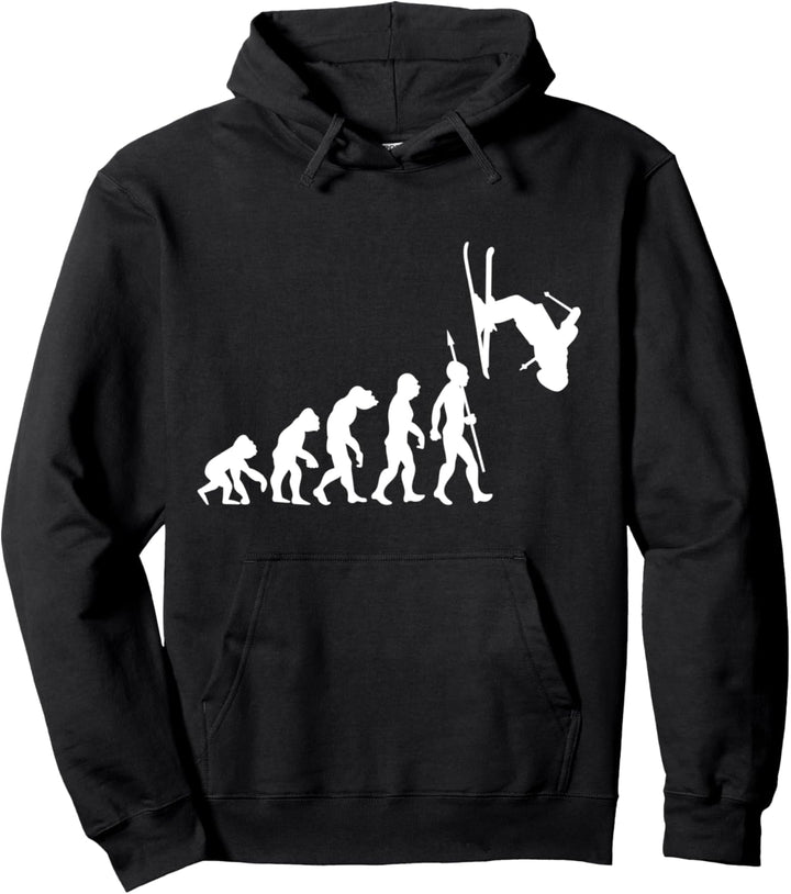 Skifahren Skilaufen Skifahrer Evolution Lustig Apres Ski Pullover Hoodie