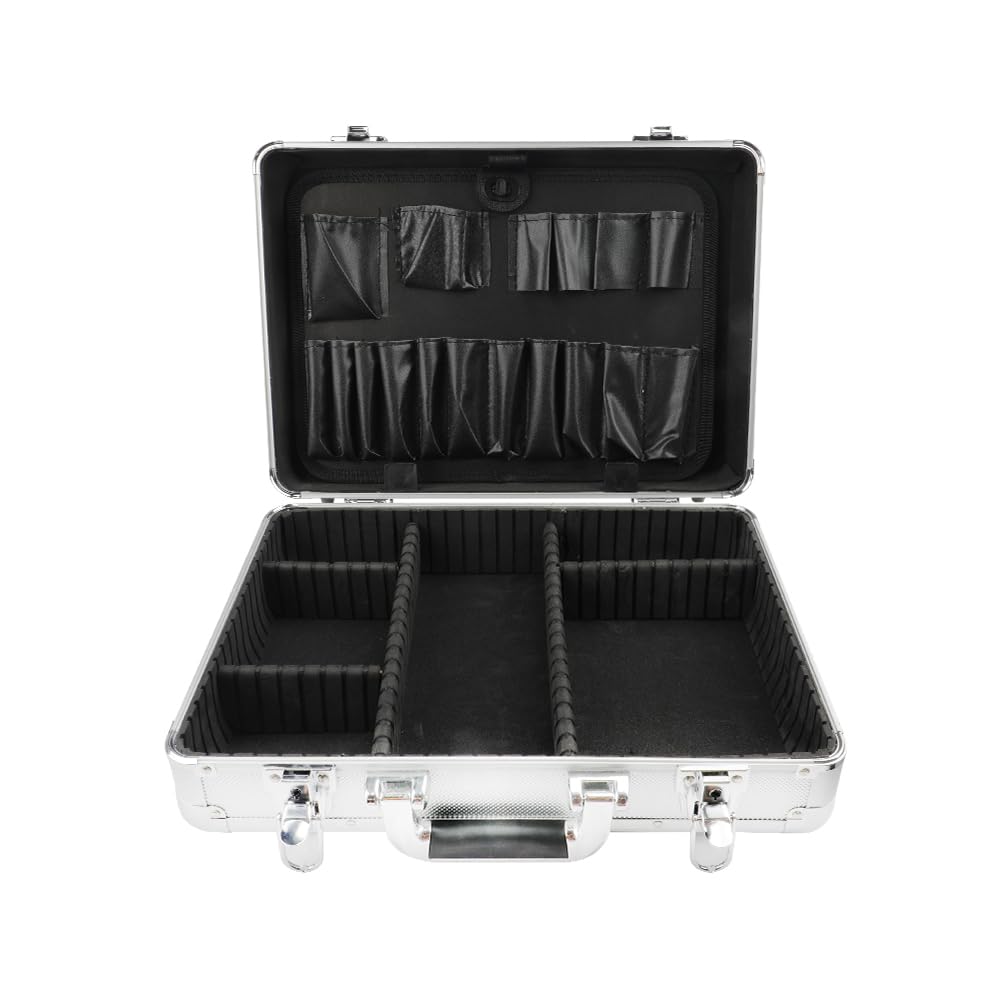 Hoteche Aluminium Werkzeugkoffer 42.5 * 30.5 * 12.5cm mit 2 Langen und 3 Kurzen Trennwänden, Werkzeu
