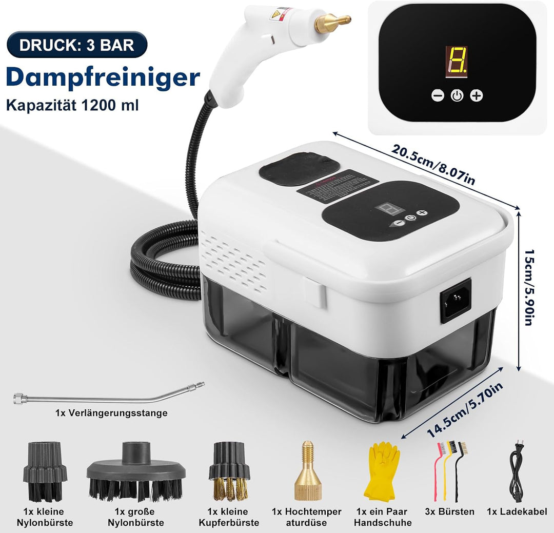Dampfreiniger Handgerät Steam Cleaner,Tragbare Dampfreiniger,2500W Mehrzweck Dampfreiniger,mit 9 Auf