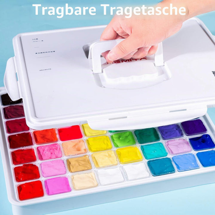 MIYA Gouache Farben Set, 56 Farben x 30 ml Einzigartiges Gelee-Becher-Design in einer Tragetasche Pe