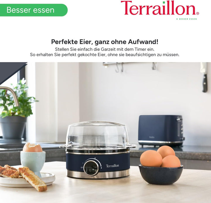 TERRAILLON - New Moon Elektrischer Eierkocher, Kapazität 7 Eier, 410 W, integrierter Timer, integrie
