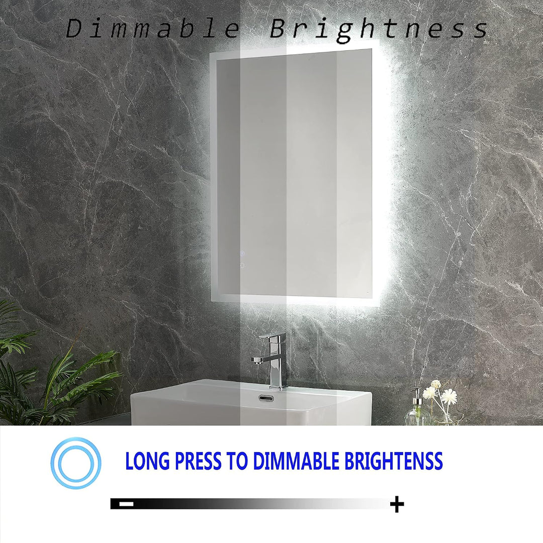 Plumbsys LED Badspiegel Badezimmerspiegel 60x80cm mit 3-Farben des Lichts Beleuchtung Antibeschlag W