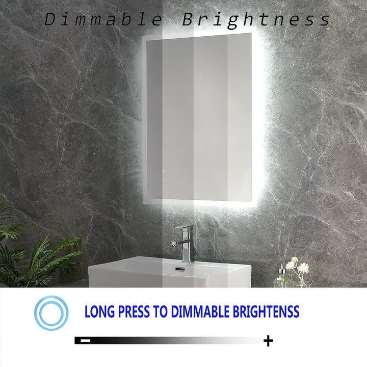 Plumbsys LED Badspiegel Badezimmerspiegel 60x80cm mit 3-Farben des Lichts Beleuchtung Antibeschlag W