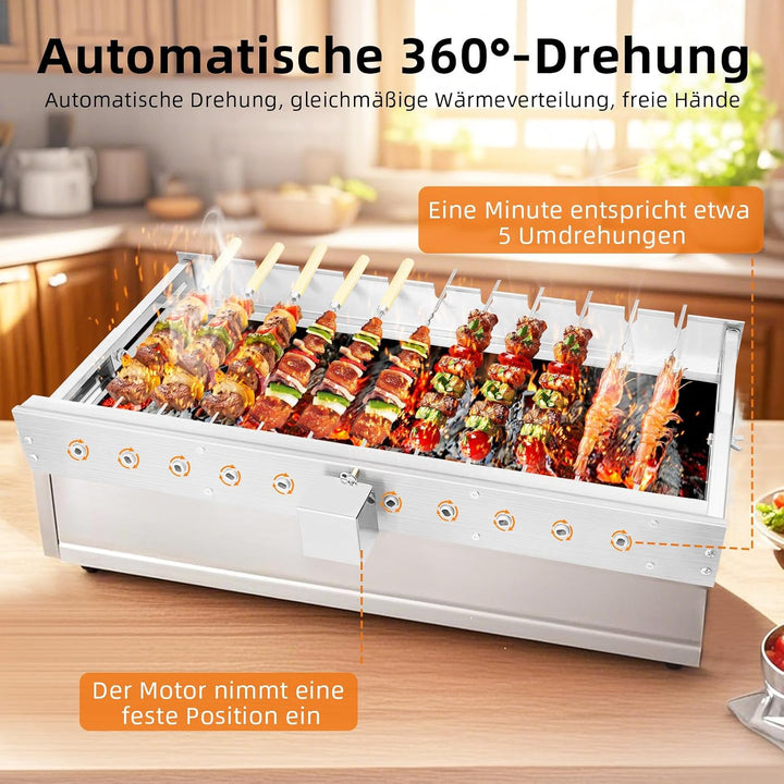 Drehspiesse, Grillspiess Pro - Elektrischer Spiessdreher, Universeller BBQ Rotisserie Set mit Motor