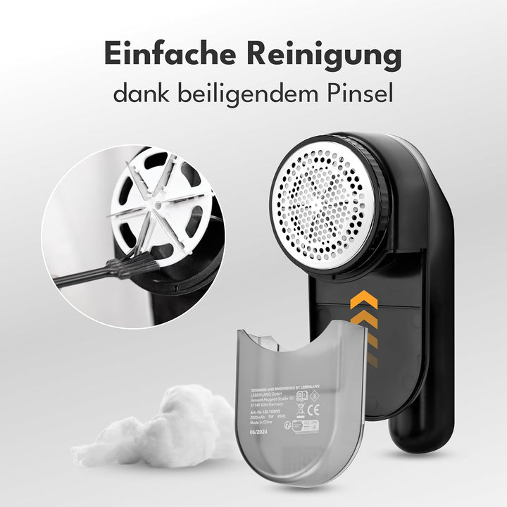LEBENLANG Fusselrasierer Elektrisch 2000mAh - Inkl. LED Anzeige &amp; Reinigungspinsel I Bis zu 2h Laufz